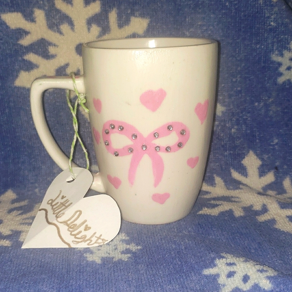 Pink Bow Handpainted Mug